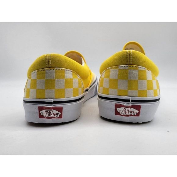 Vans Mens Classic Slip On Cyber Yellow White Checkerboard Shoes Size 12 New - Picture 4 of 8